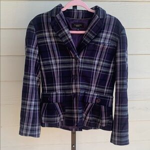 Talbots plaid wool blend academia blazer size 8